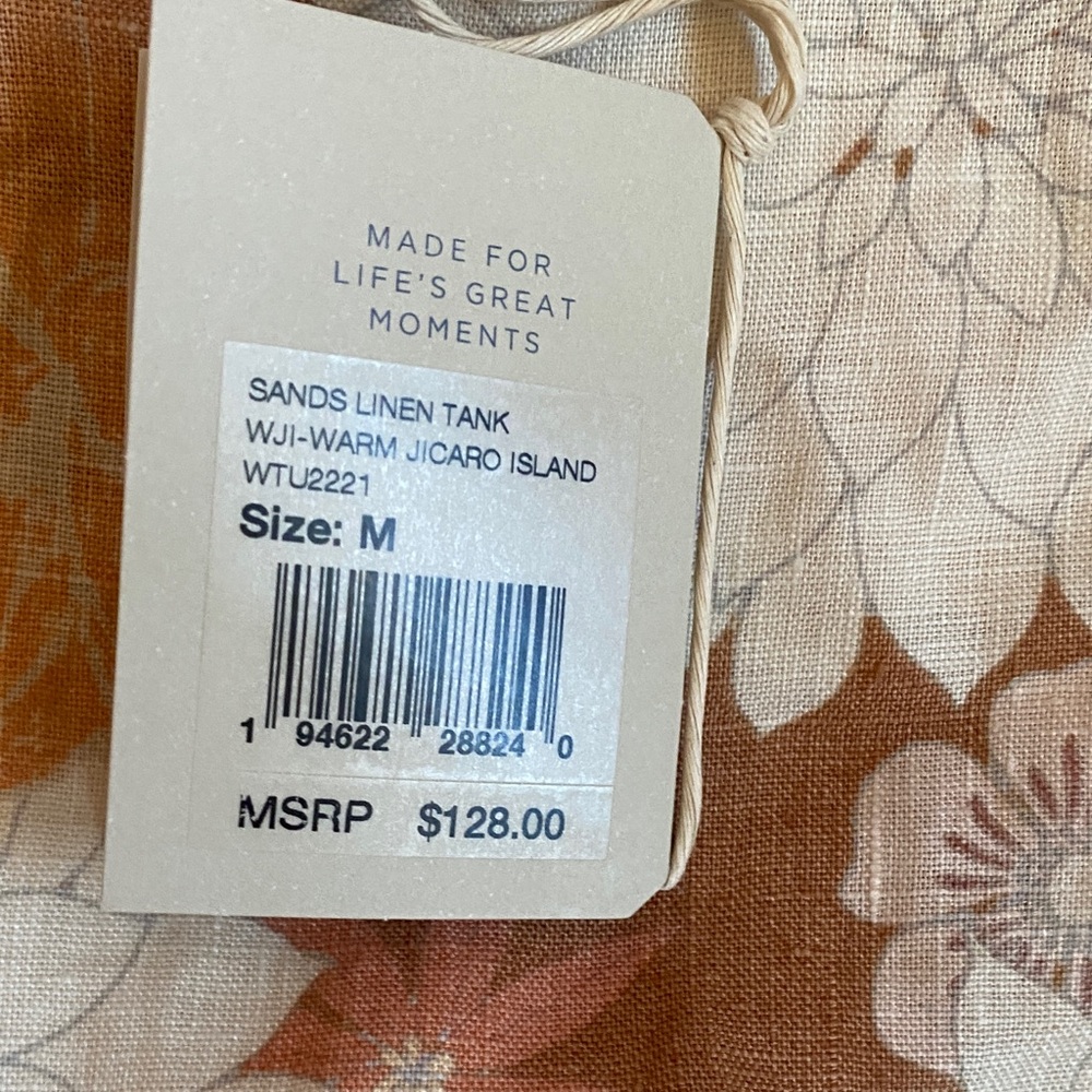 FAHERTY Peach Floral Linen Square-Neck Tank - Picture 9 of 11